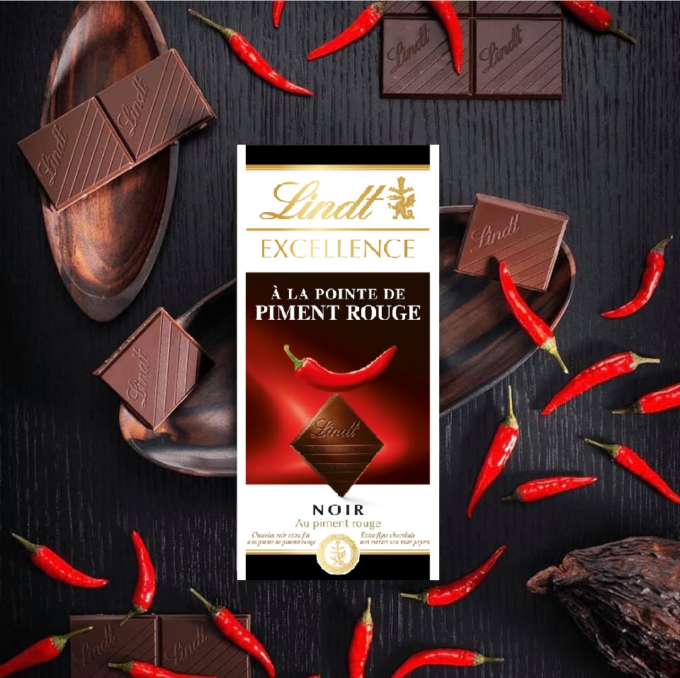 Socola đen vị ớt đỏ 100g - Chocolate Lindt Excellence Noir A la Pointe de Piment Rouge