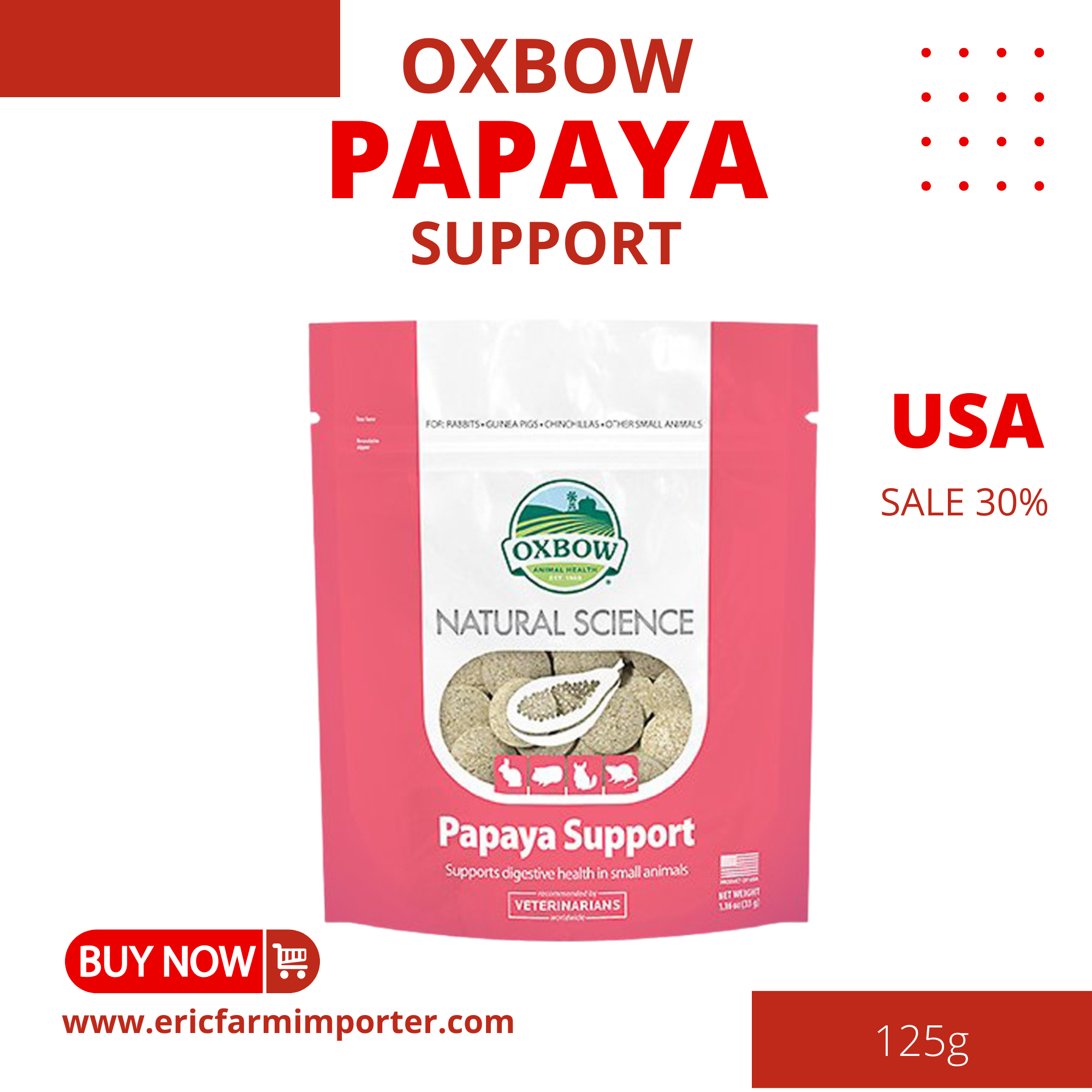 Bánh Cỏ Tymothy Oxbow Papaya Support 🐶 FREE SHIP 🐶 OXBOW Hỗ Trợ Dinh Dưỡng cho guinea pig, thỏ, chin