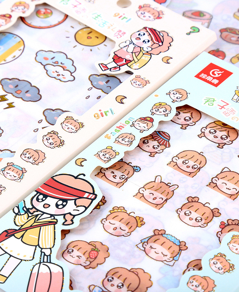 Sticker cute trang trí sổ tay , hộp quà, điện thoại hình cô gái dễ thương