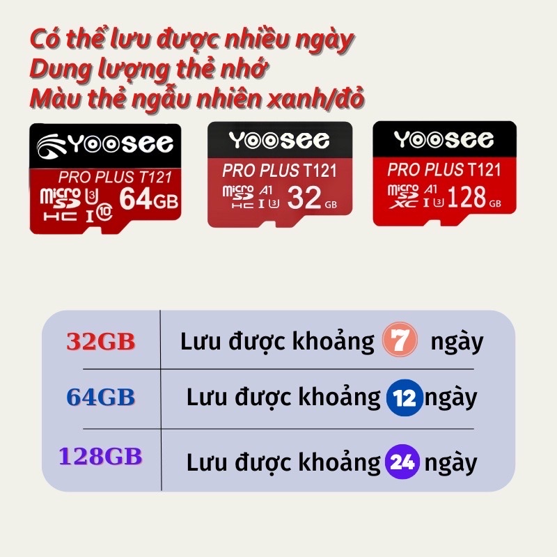 Thẻ nhớ microSDHC Yoosee Pro Plus 64GB/32GB chuẩn U3 chính hãng, chuyên dụng lưu trữ camera, điện thoại và camera hành trình 4k