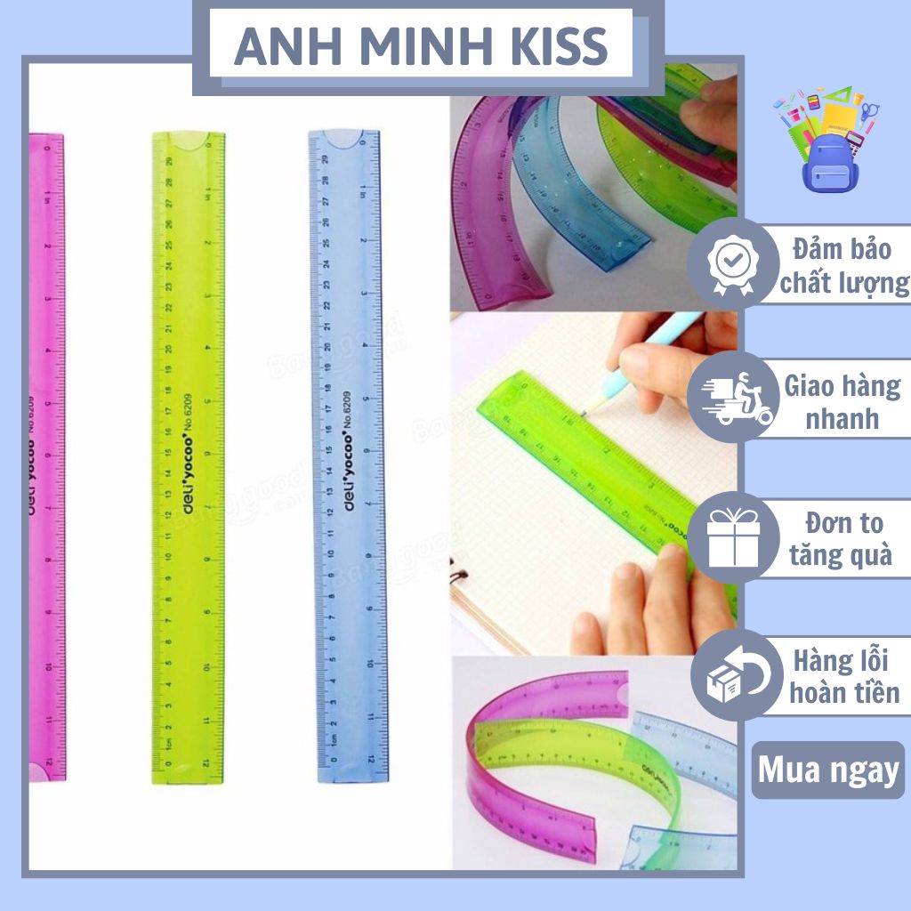 Combo 2 cây thước dẻo Aihao 20cm loại dày tốt