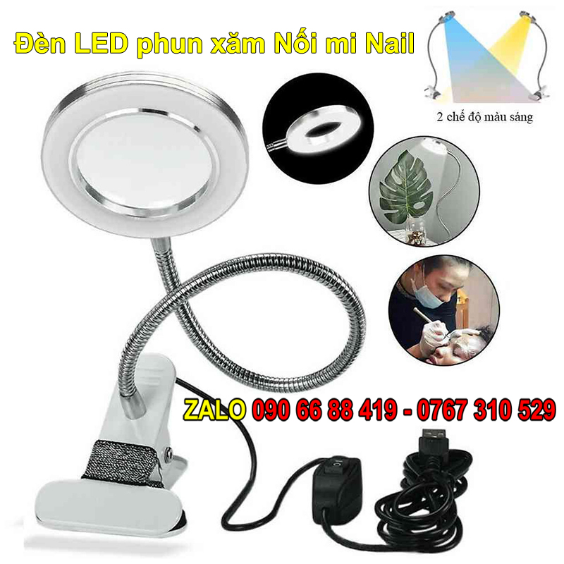 Đèn kẹp bàn chuyên dụng nối mi, làm nail, phun xăm thẩm mỹ - Đèn LED Kẹp Phun xăm Nối mi Nail