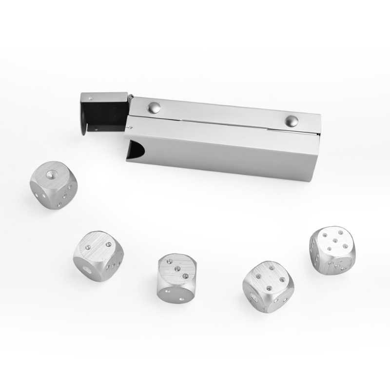 [HCM]hộp 5 viên xí ngầu kim loại xí ngầu xịn casino màu bạc Dice Staking Aluminium Dice Set ideashopvn