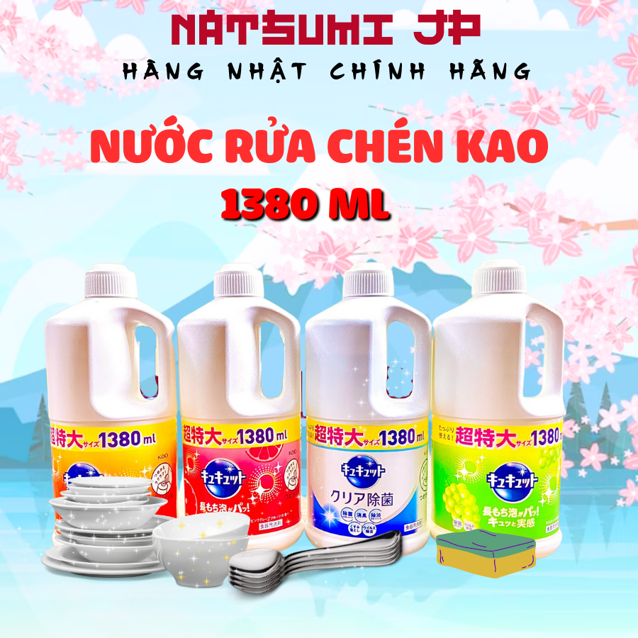 Nước rửa bát Kao, nước rửa chén siêu sạch nội địa Nhật Bản 1380ml