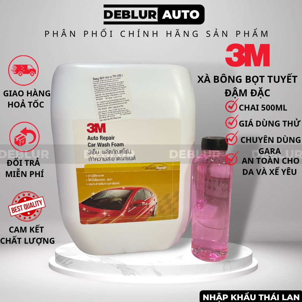 Chai xà bông bọt tuyết đậm đặc rửa xe máy, xe ô tô, nước rửa xe bọt tuyết 3M car wash foam 500ML , 1L