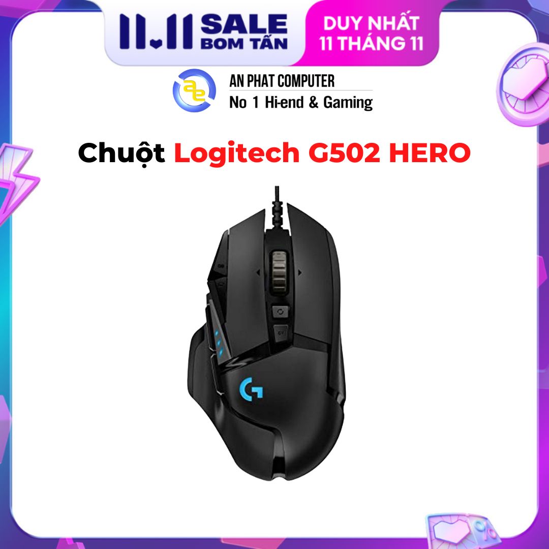 Chuột game có dây logitech g502 hero - chính hãng bh 24 tháng