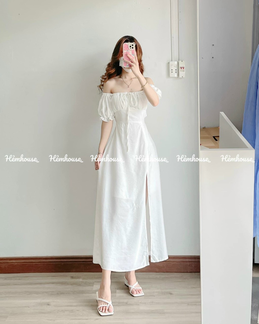 Maxi trắng ngắn tay đi biển kín đáo | Fashion, White dress, Dress