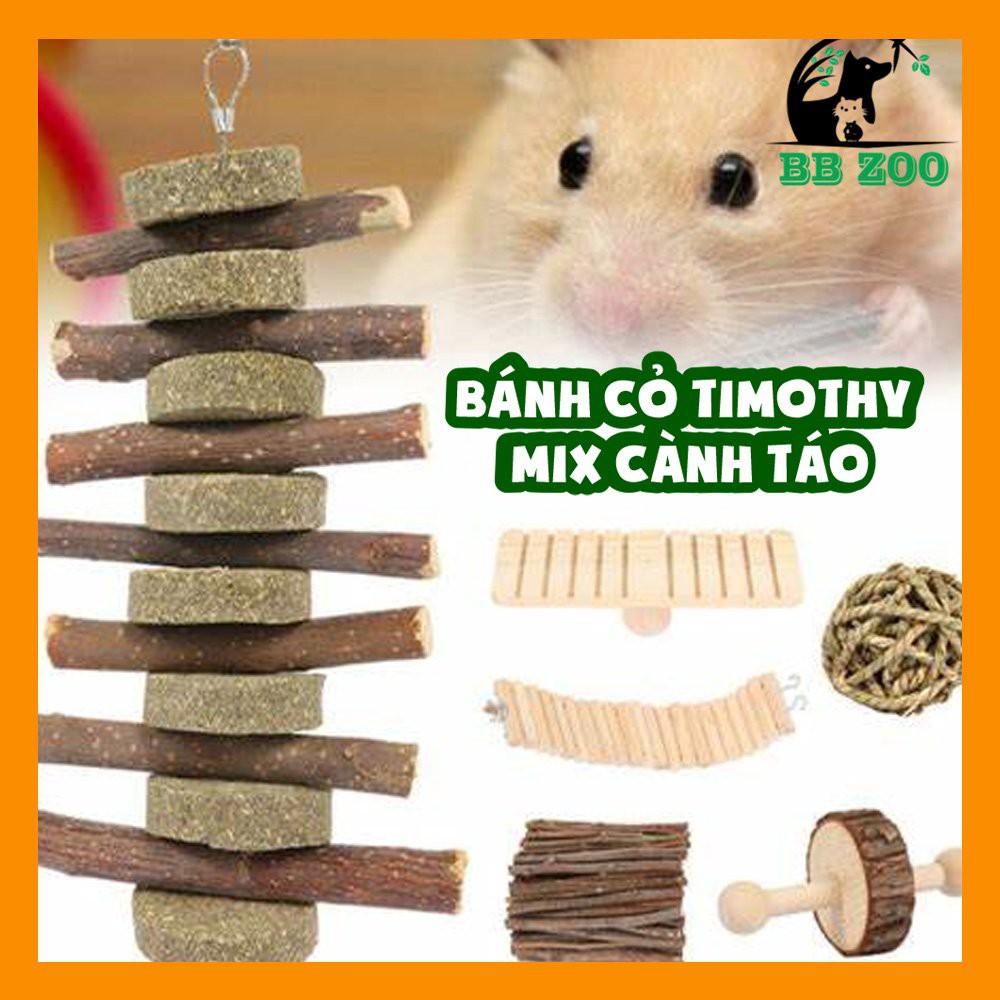 Bánh cỏ mài răng timothy thỏ bọ - bánh cỏ cành táo mài răng , thức ăn cho thỏ , bọ.