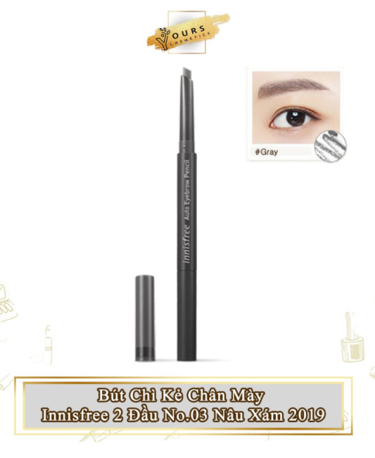 Chì Kẻ Mày 2 Đầu Innisfree Auto Eyebrow Pencil Màu Nâu Xám