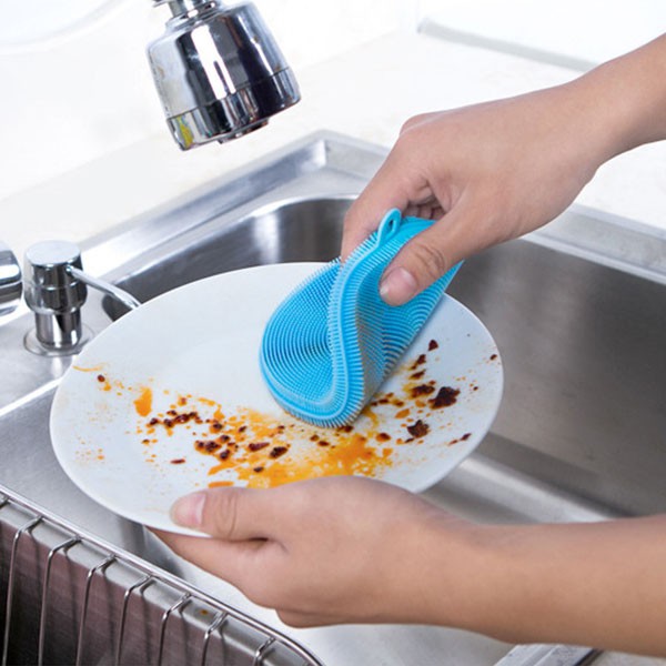 Combo 2 miếng rửa chén tạo bọt đa năng miếng rửa chén silicon tiện lợi - có móc treo