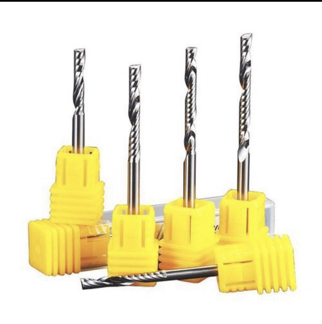 Mũi dao 1 me xoắn CNC 3.175mm x XXmm hàng Nhập khẩu đế vàng giá rẻ cắt Mica, Alu, gỗ, HDF, MDf, nhựa PVC