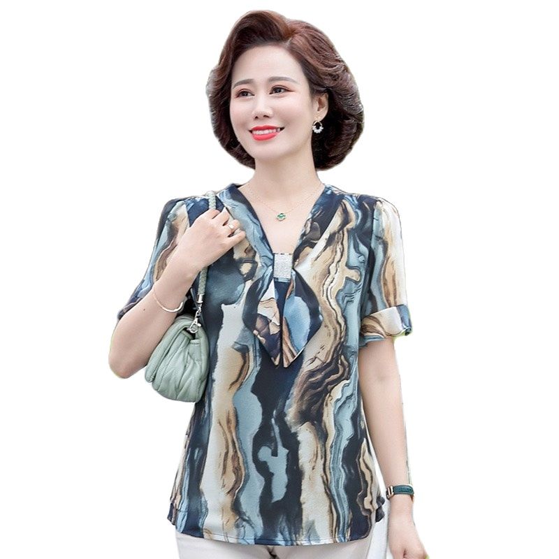 Áo kiểu trung niên họa tiết cao cấp L81-621