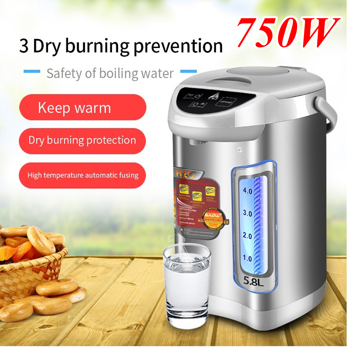 Bình thủy điện đun nước nóng 5.8l electric pot - phíc đun nước nóng công nghệ nhật bản - bình đun nước siêu tốc