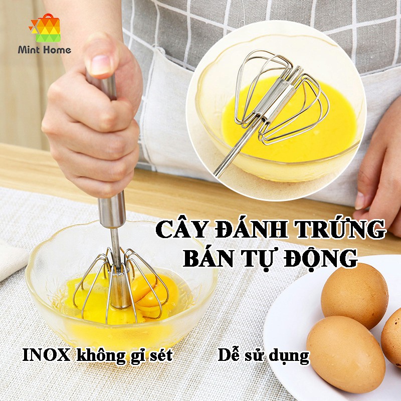 Cây Đánh Trứng Inox Cầm Tay Trục Xoay Tự Động Loại To - Cây Đánh Trứng Động Năng