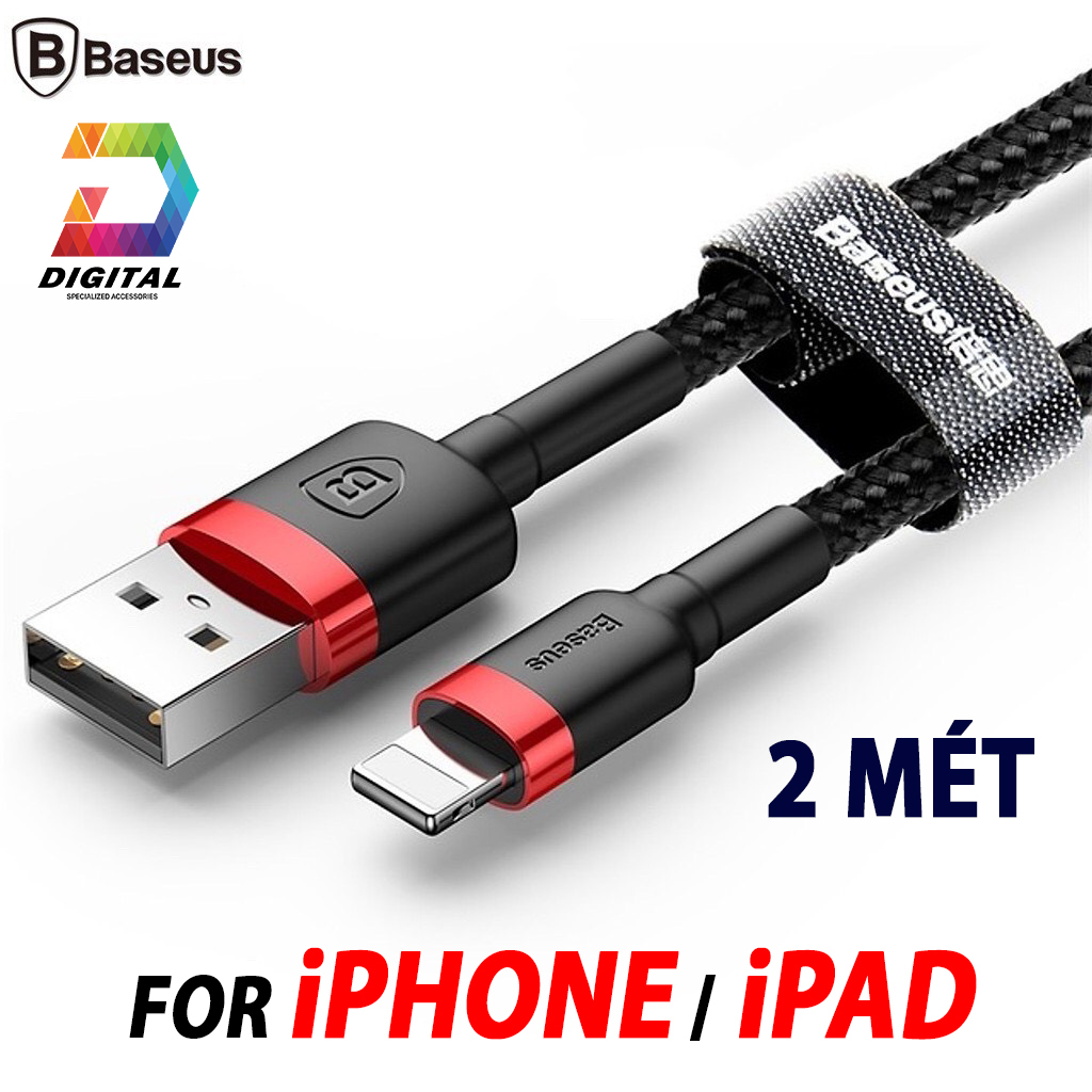 Cáp Sạc Nhanh Baseus Cafule Cổng Lightning Dài 2 Mét Cho iPhone iPad Chính Hãng
