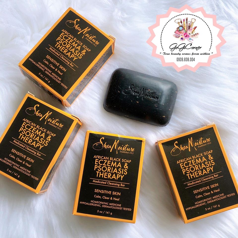Xà bông ngăn ngừa làm giảm vẩy nến, chàm lác black soap africa shea moisture eczema psoriasis therapy 141gr