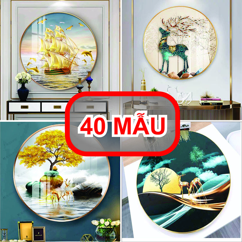 Bộ Tranh Tròn Tráng Gương Cao Cấp Treo Phòng Khách, Phòng ngủ , Phòng ăn, Spa. Kèm bộ Đinh Treo H722