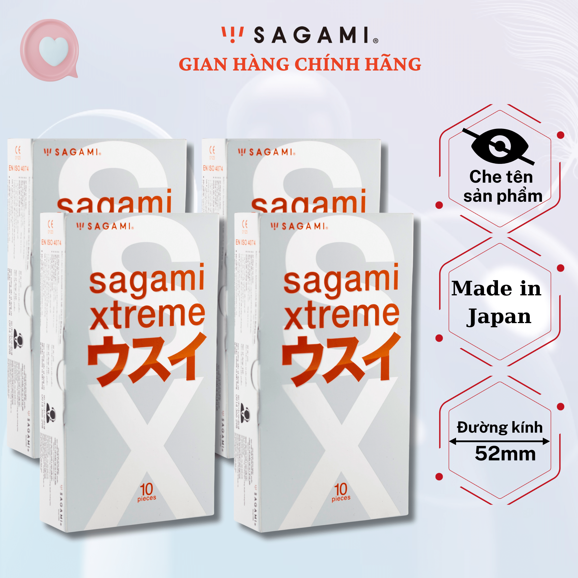 Combo 4 hộp Bao cao su nam siêu mỏng Sagami Superthin - baocao su không mùi, được sản xuât tại nhật bản chính hãng. Che tên sản phẩm khi giao hàng