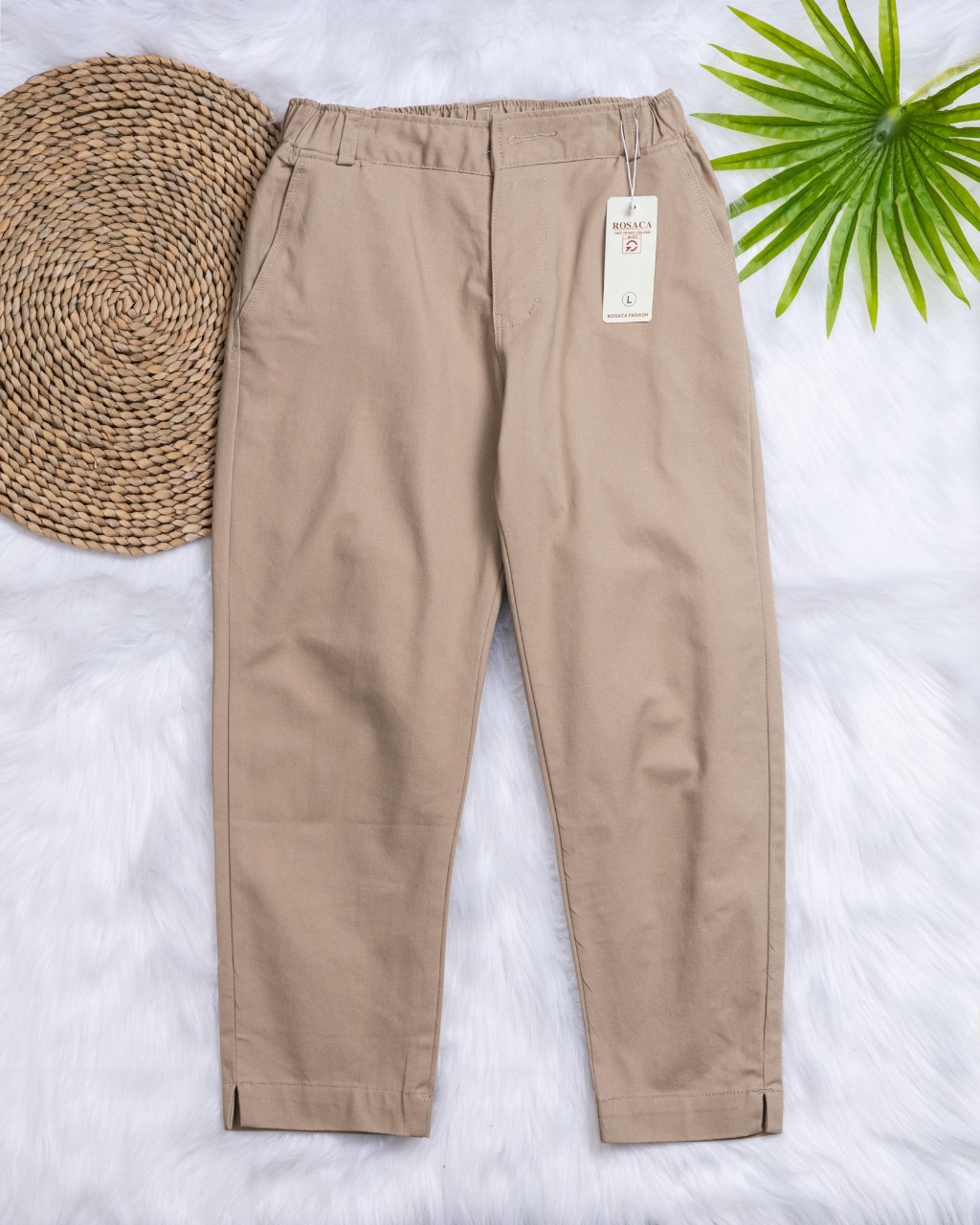 Quần 9 tấc nữ lưng thun kaki có giãn
