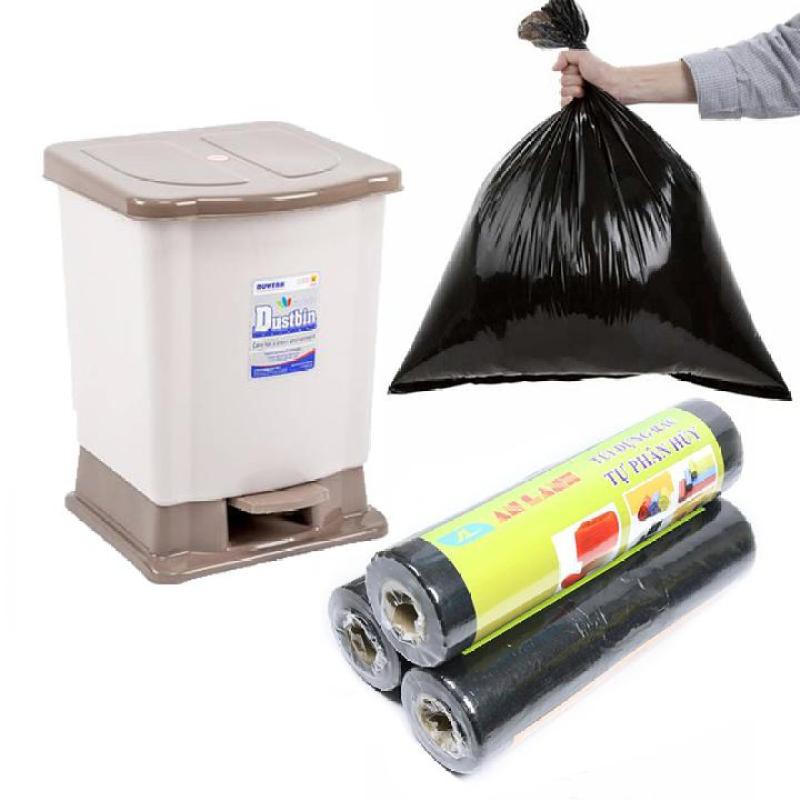 1 KG (3 cuộn) Túi nilong đựng rác (bao rác) sinh học tự phân hủy bảo vệ môi trường không quai, dẻo dai, không mùi