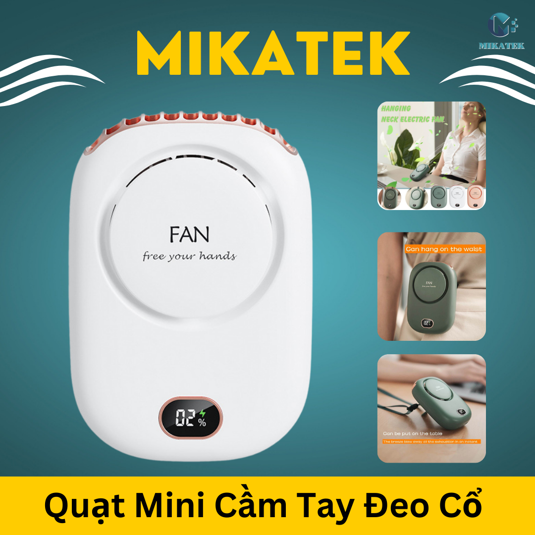 Quạt Cầm Tay Đeo Cổ Mini 203 Pin Lớn Gió Mạnh Êm Mát Quạt Sạc Điện Mini USB Thời Trang Bỏ Túi quạt mini xiaomi treo cổ phun sương cầm tay sạc điện để bàn kiểu Hàn Quốc MIKATEK