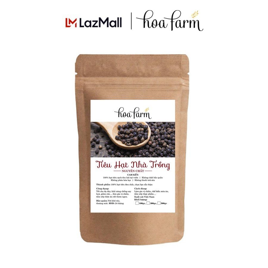 Tiêu hạt nhà trồng Hoafarm 100gr hạt chắc - 100% Nguyên chất - Nông sản Việt Nam