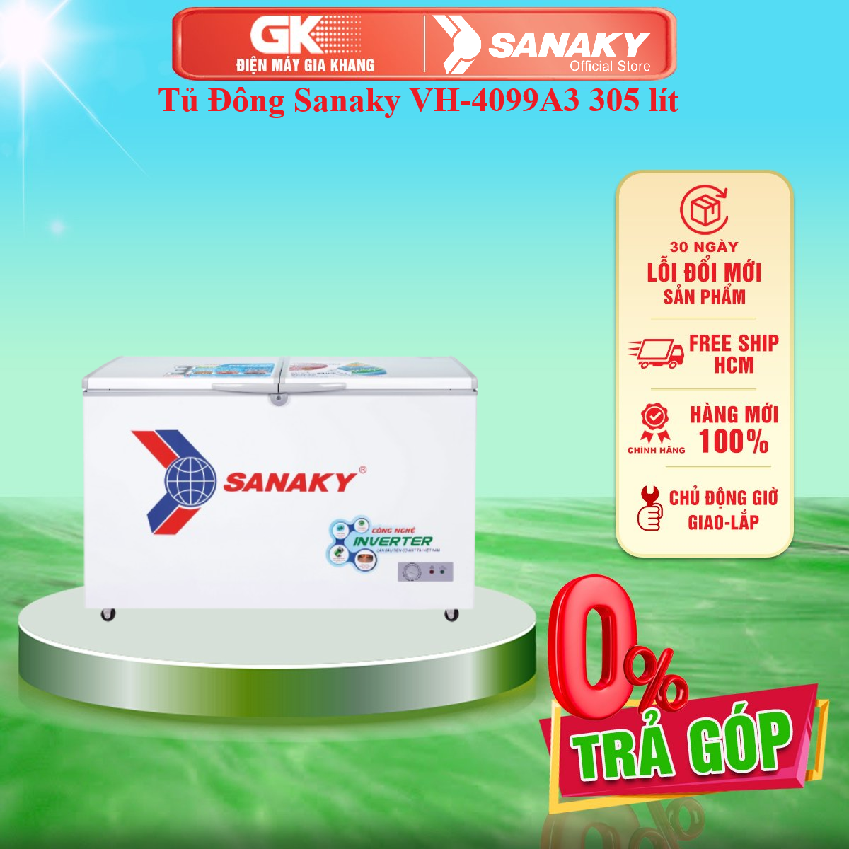 Tủ đông sanaky vh-4099a3 305 lít - bảo hành 2 năm - giao toàn quốc