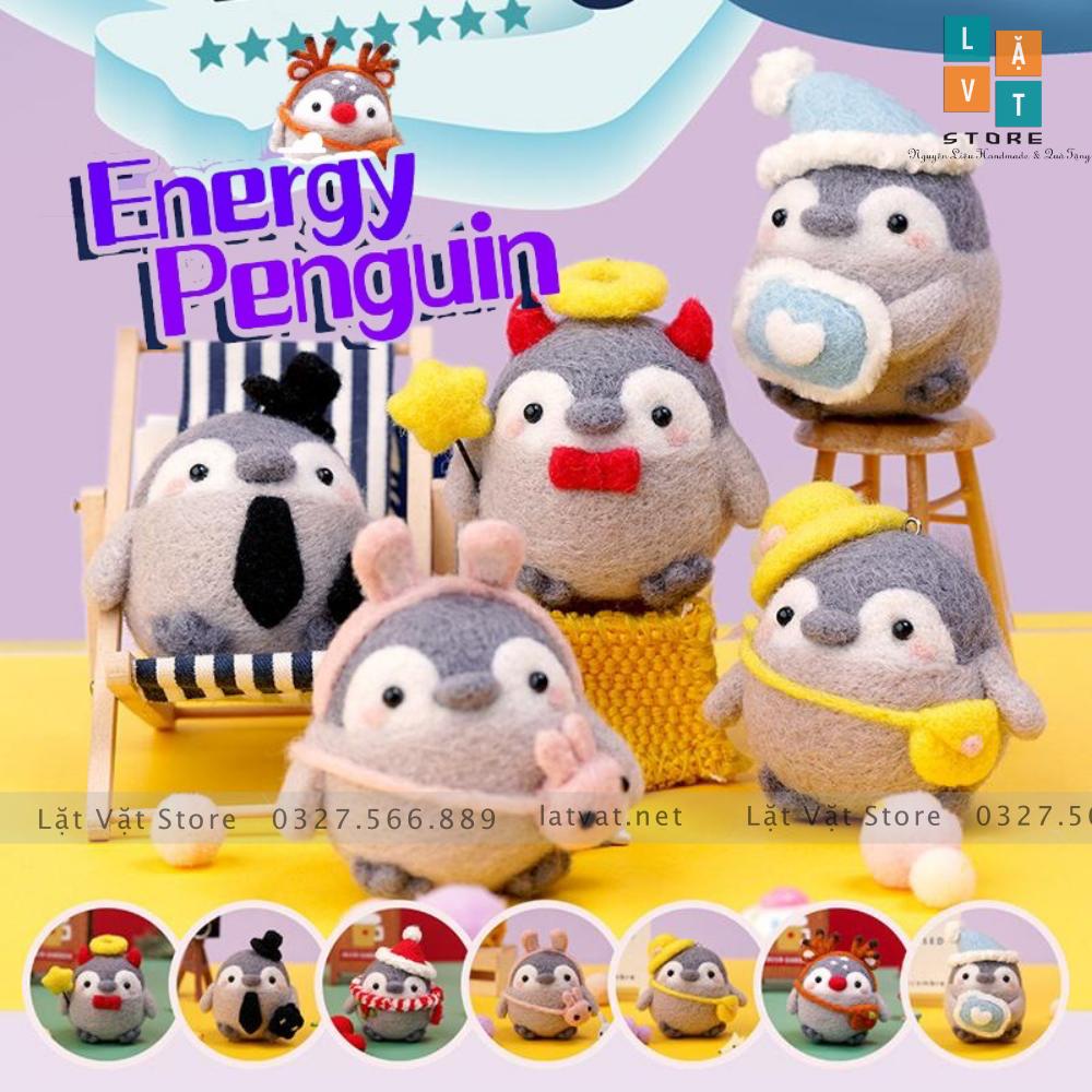 [HCM]Bộ kit len chọc Cánh Cụt Khum Lười cute có hướng dẫn làm quà giáng sinh đơn giản, tặng dễ thương needle felting Penguin