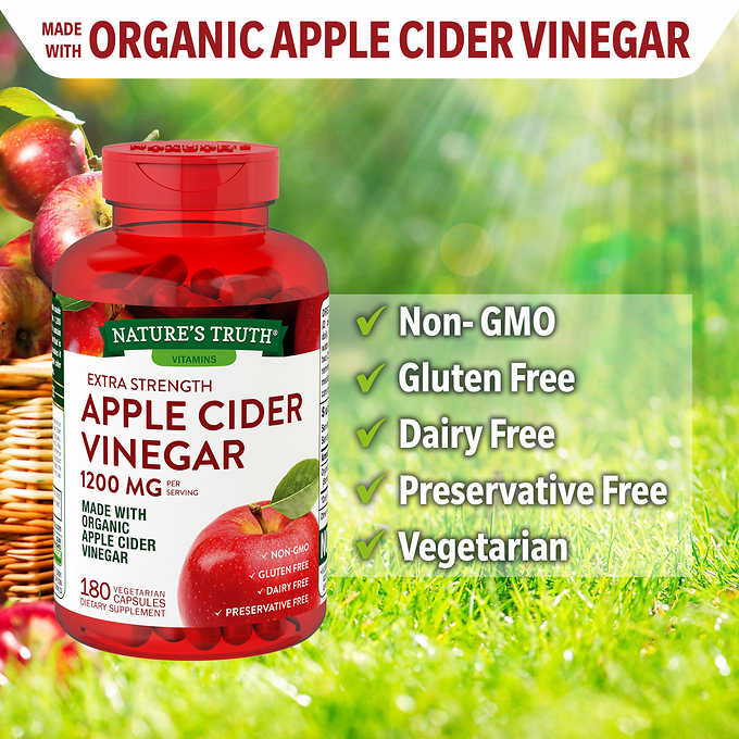 Viên uống dấm táo hữu cơ Nature's Truth Apple Cider Vinegar 1200 mg., 180 Capsules
