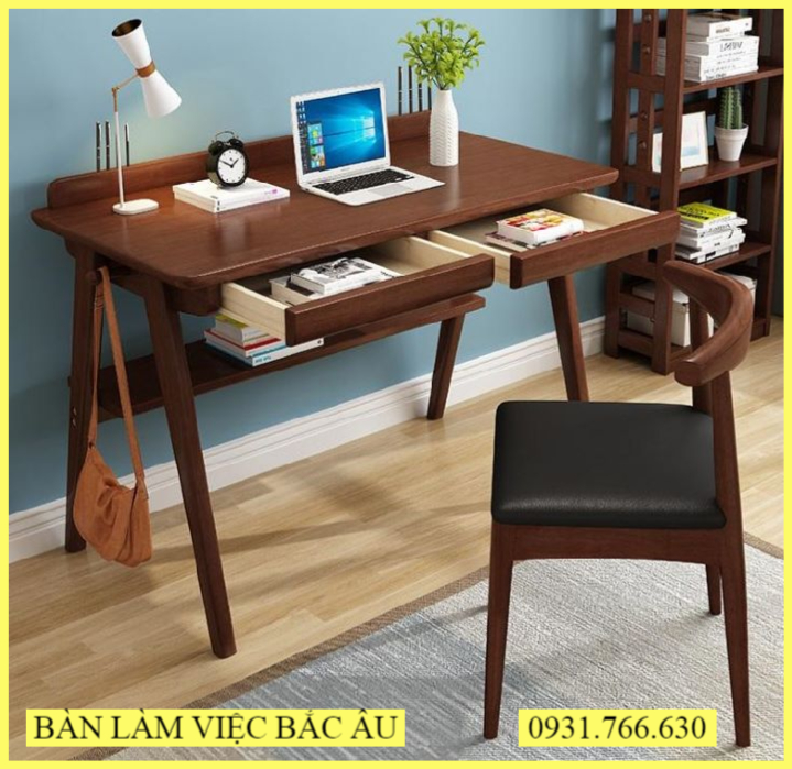 Bàn ghế làm việc, Bàn máy tính có kèm theo ghế theo phong cách Bắc Âu 120 x 60cm