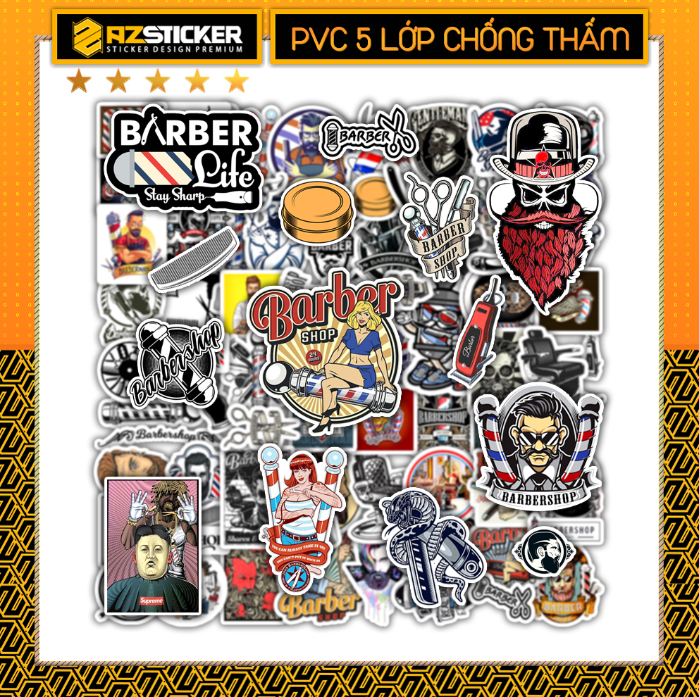 Sticker Baber Shop Tiệm Cắt Tóc | Dán Nón Bảo Hiêm, Điện Thoại, Laptop, Bình Nước...Chống Nước, Chống Bay Màu