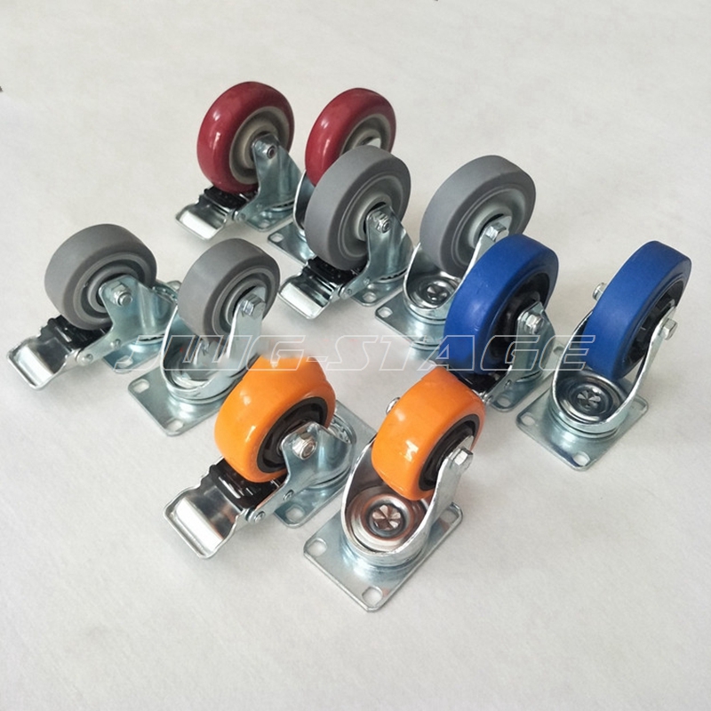 4 cáilốc 2inch 3inch 4inch Polyurethane đôi mang hàng hóa Kệ bánh xe phổ bánh xe ánh sáng sân khấu trường hợp chuyến bay bánh xe