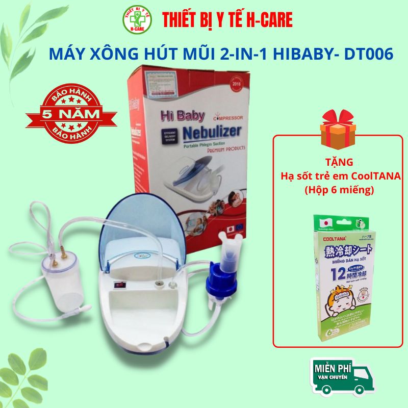 Máy xông hút mũi họng 2 trong 1 Dotha HiBaby DT006, tạo khí dung xông mũi họng , hút sạch đờm nhớt mũi trẻ em - Hàng Việt nam sản xuất tại Hải phòng [TBYT H-Care]