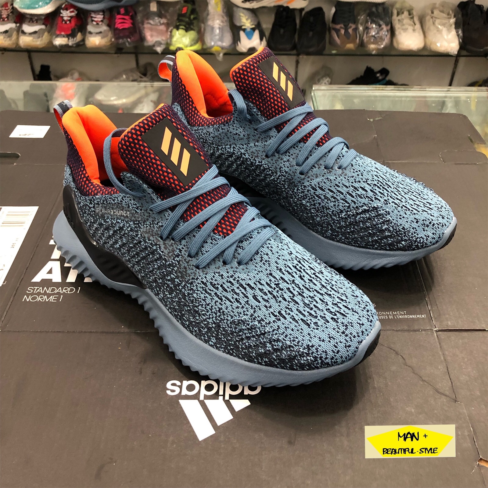 (SALE LỚN + QUÀ TẶNG ĐI KÈM) Giày thể thao sneaker Alphabounce Beyond 2018 xanh gót cam siêu nhẹ giá sinh viên
