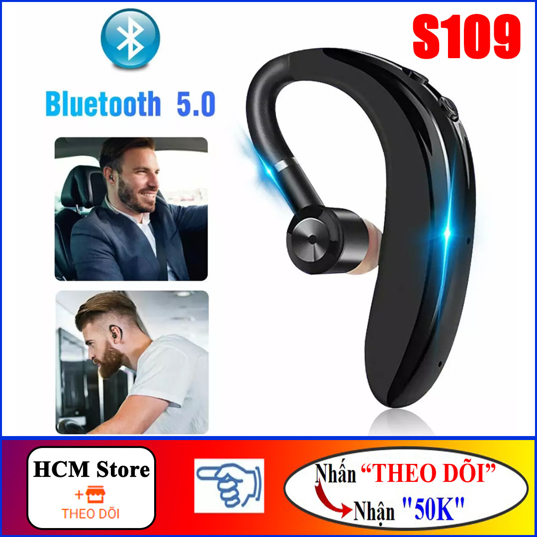 Tai nghe bluetooth 5.0 móc tai s109, pin 300mah, nghe gọi to rõ - hàng nhập khẩu