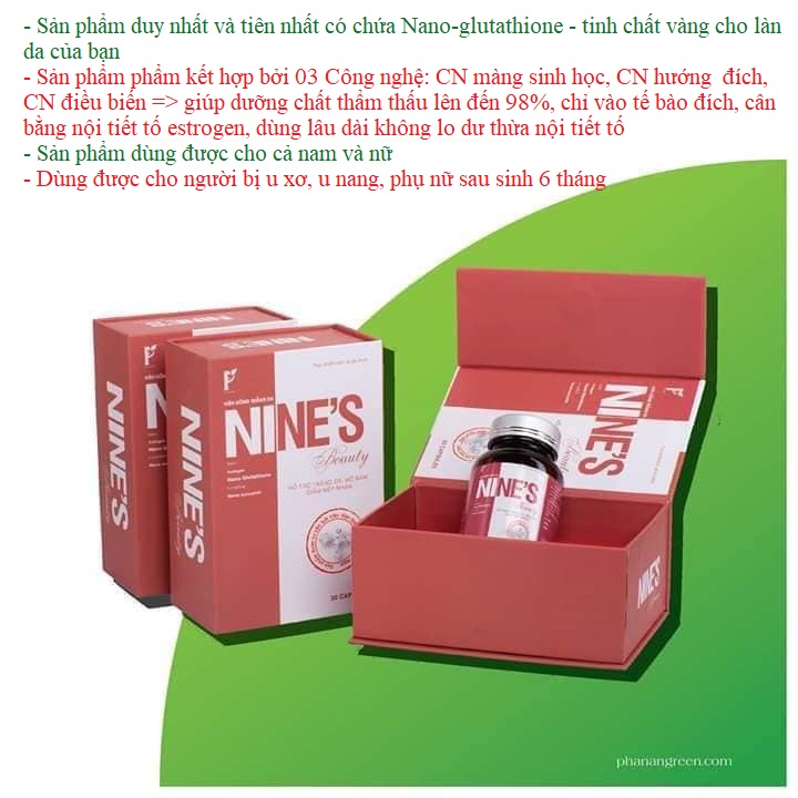 (CHÍNH HÃNG) Nine’s beauty - viên uống trắng da: hỗ trợ trị nám da, tàn nhang, nếp nhăn, tăng nội tiết tố nữ