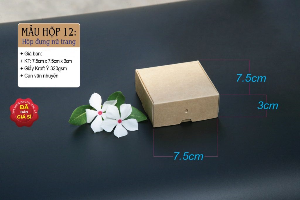 50 cái Hộp số 12 - Hộp giấy kraft đựng quà tặng trang sức vòng tay phong thủy