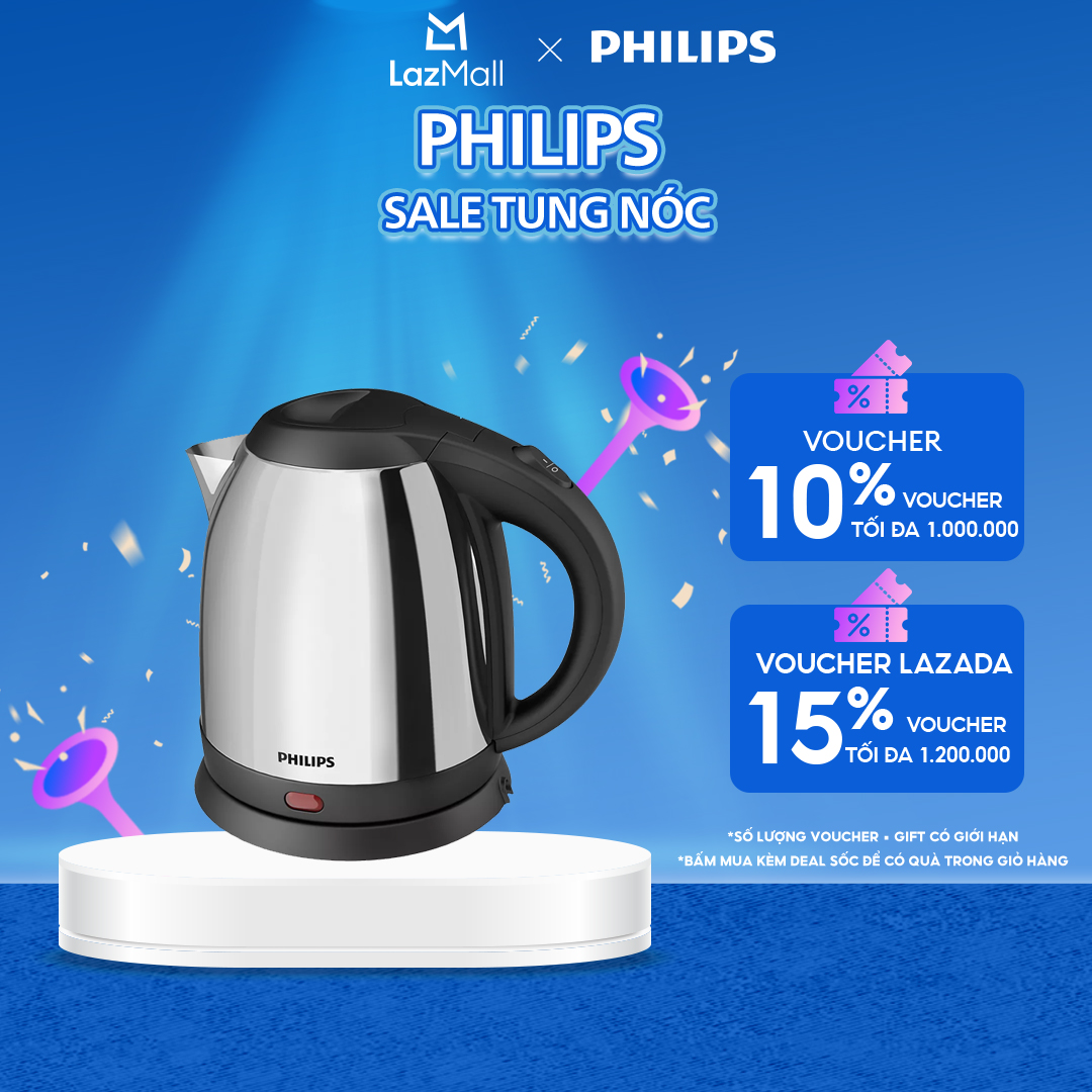 Bình Siêu Tốc Philips 1.5 Lít HD9306/03 Dung Tích 1.5 Lít Công Suất 1.800W, Đun Sôi Nhanh, Cách Nhiệt-Hàng Phân Phối Chính Hãng
