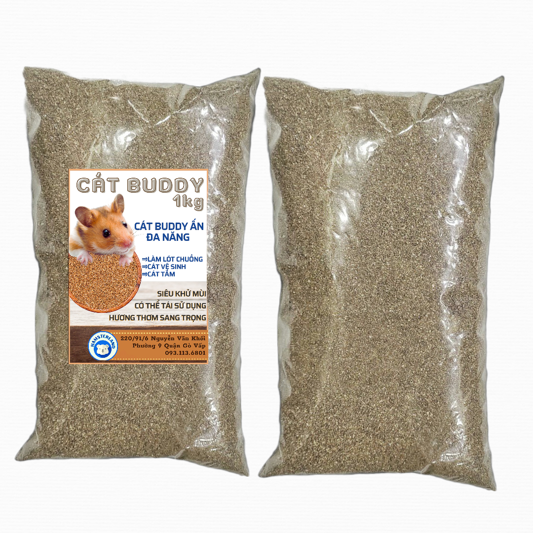 Cát Buddy Ấn Túi 1kg , xài đc lâu, loại 1 Hương Thơm Sang Trọng, Khử mùi cực tốt, làm mát Hamster - bé nào cũng thích