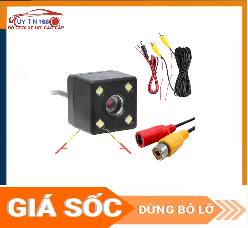 [Hỗ Trợ Lắp Đặt Tại Hà Nội] lap dat camera - Camera lùi 4 LED cao cấp, chống nước, độ phân giải cao, có vạch căn lề, camera lùi ô tô giá rẻ, camera lùi cao cấp