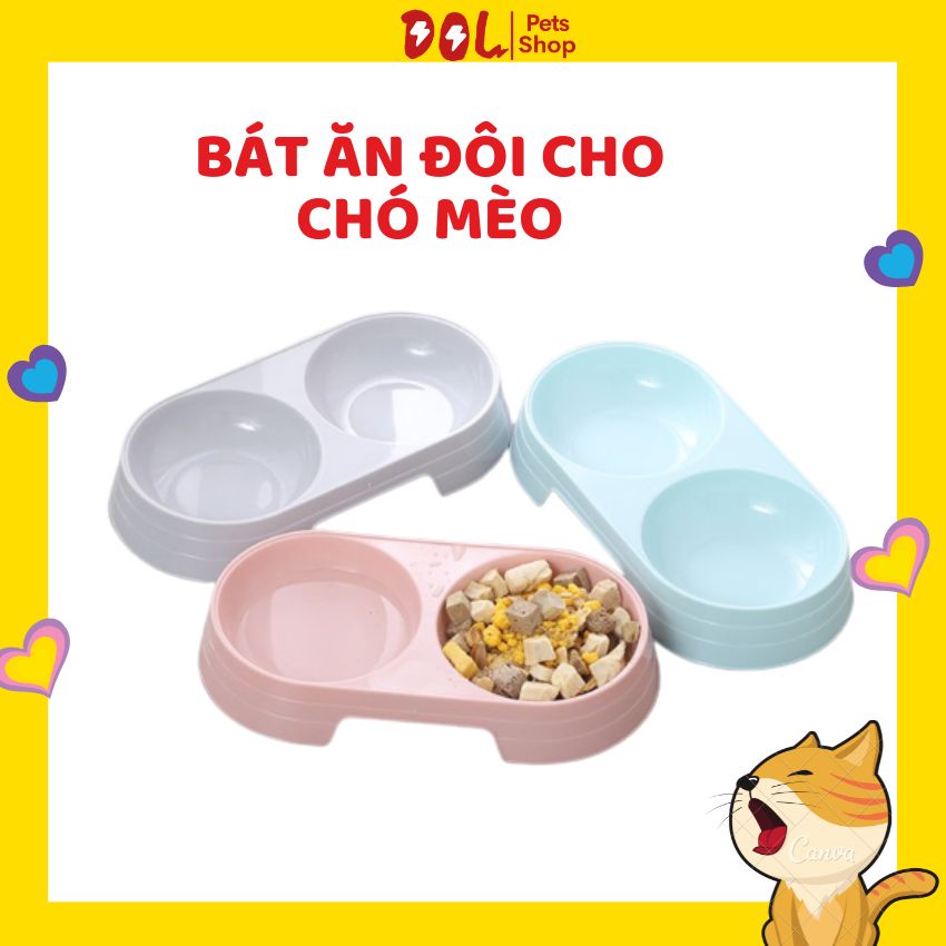 Bát ăn đôi cho chó mèo - chén đôi cho chó mèo