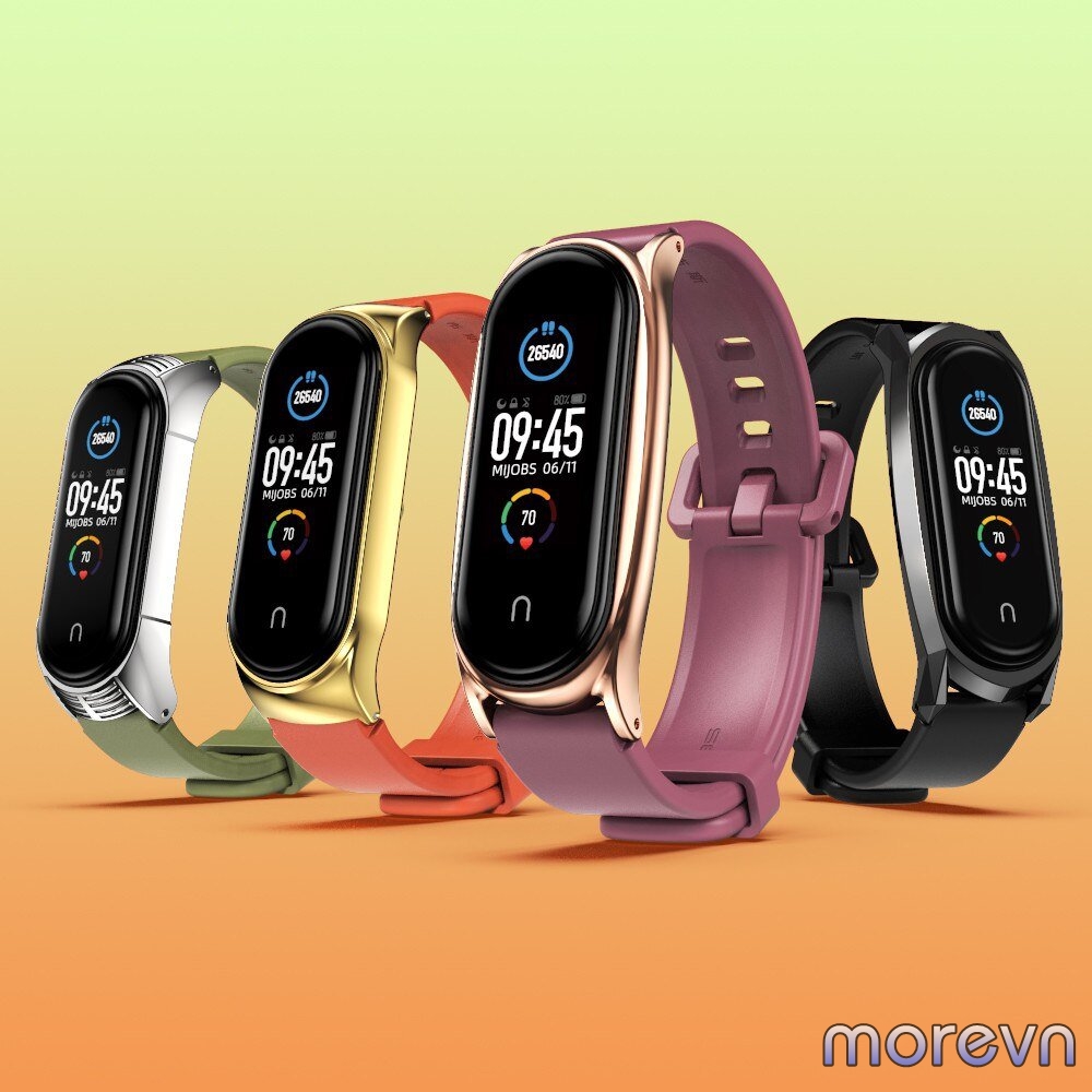Dây đeo thay thế Miband 4, miband 3 silicon mặt kim loại PLUS, CLASSIC chính hãng MIJOBS - dây đeo mi band 4, mi band 3