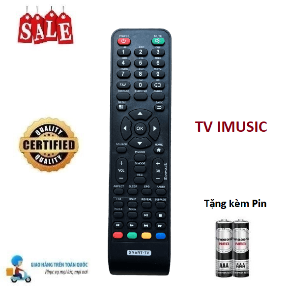 Remote Điều khiển tivi Imusic LED/LCD/Smart TV- Hàng zin loại tốt mới Tặng kèm Pin