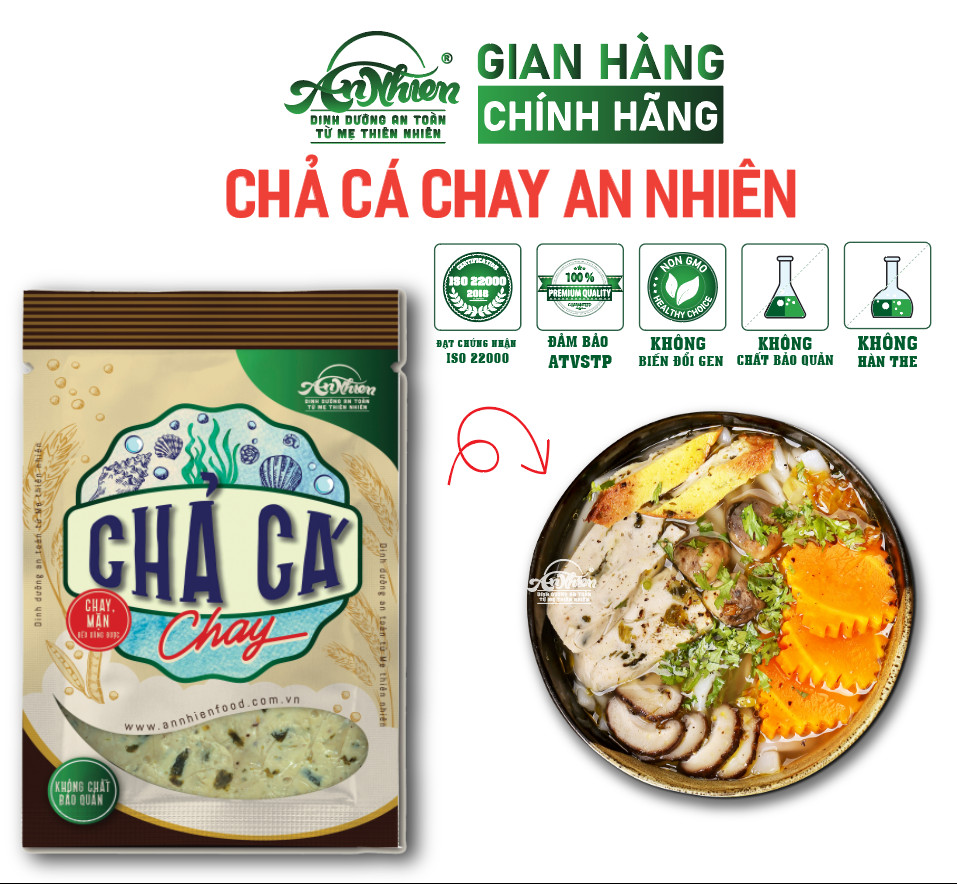 Chả cá chay an nhiên 500g, hàng công ty, thực phẩm chay dinh dưỡng, thuần chay healthy