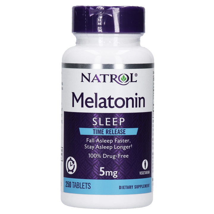 Viên uống giúp ngủ ngon và giảm căng thẳng Natrol Melatonin Time Release 5mg hộp 250 viên