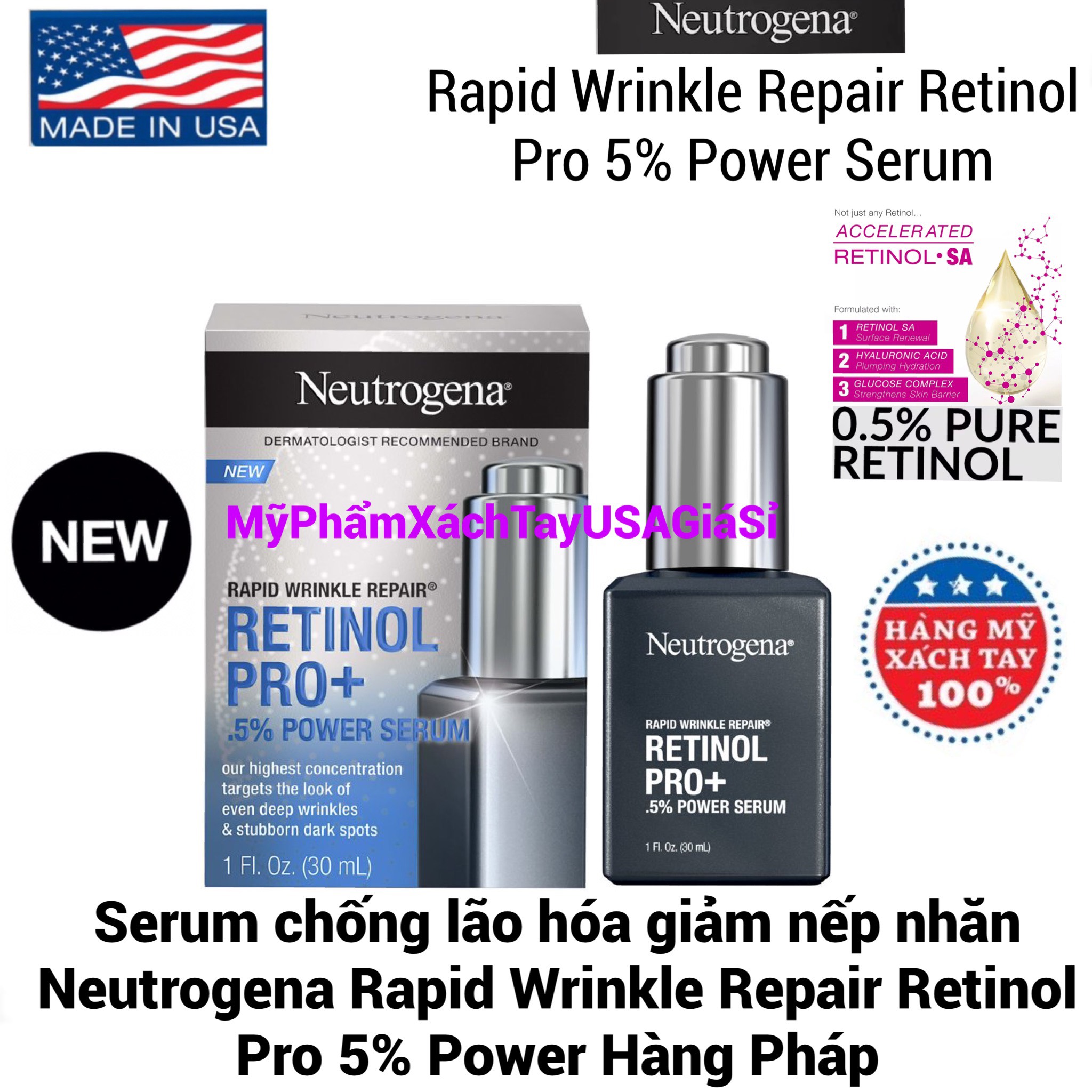 Tinh dầu dưỡng da ngăn ngừa nếp nhăn Neutrogena Rapid Wrinkle Repair Retinol Oil 30ml