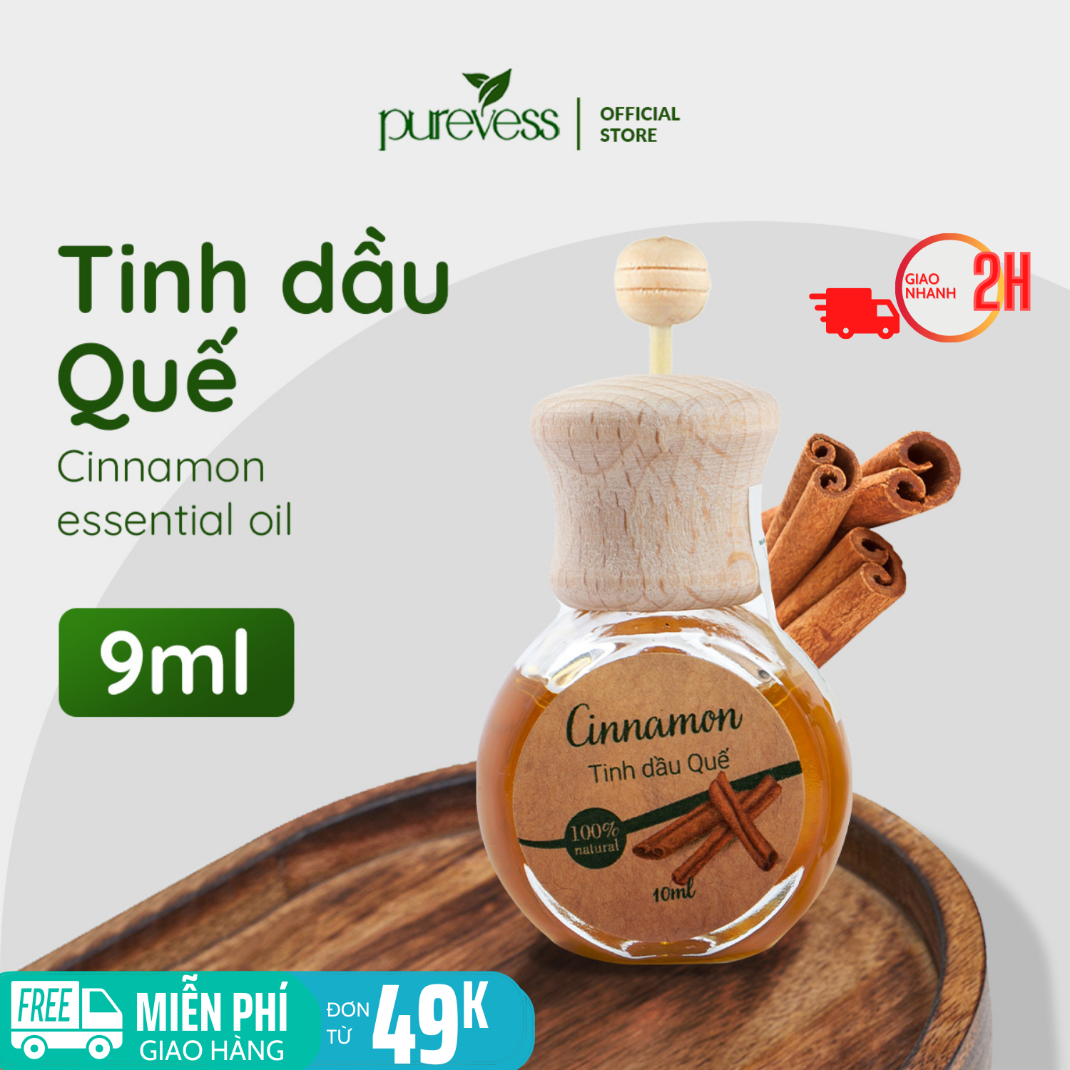 Tinh dầu Quế tinh dầu thơm phòng tinh dầu treo xe ô tô tinh dầu đuổi muỗi - Purevess gian hàng chính hãng