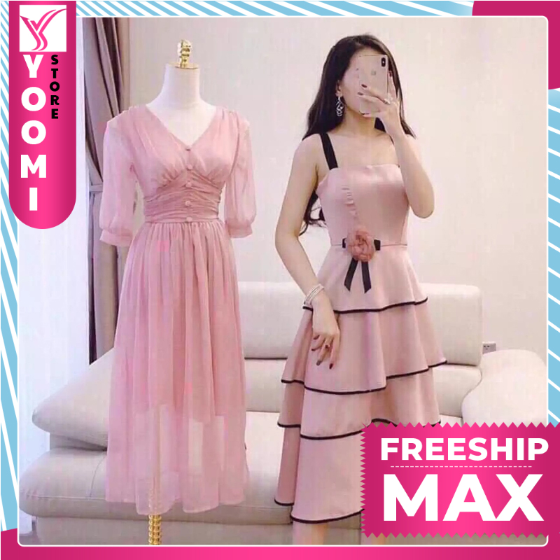 Đầm viền hai dây kết bông siêu xinh thời trang yoomi