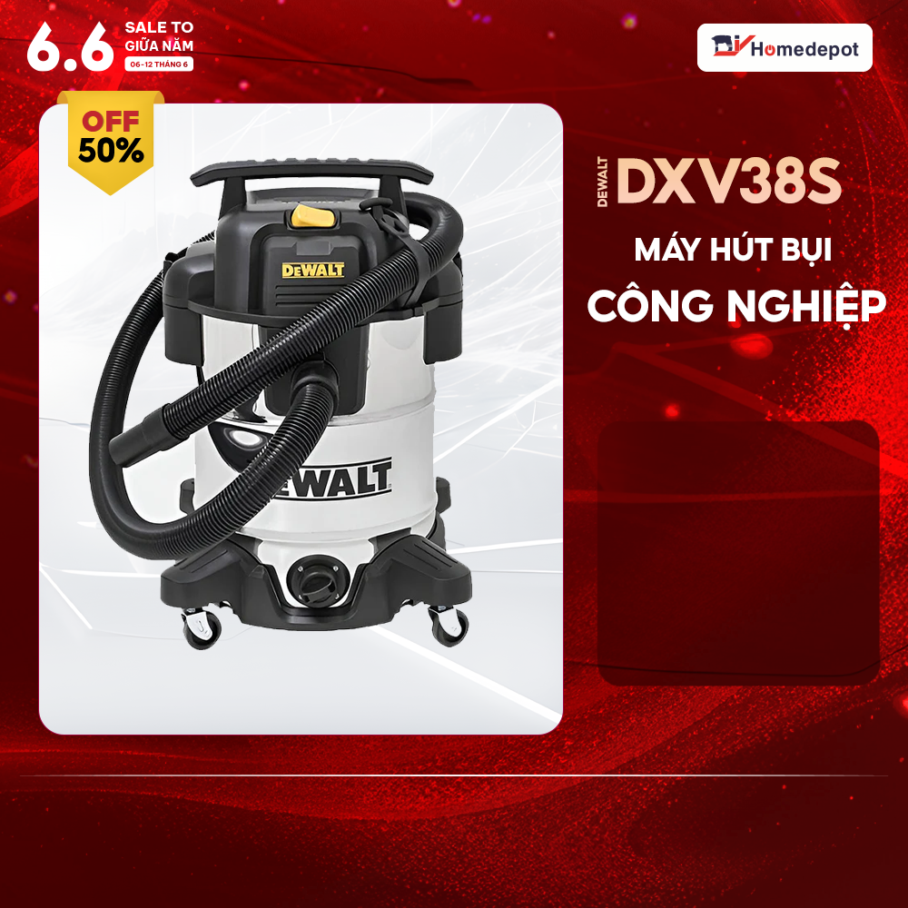 Máy hút bụi công nghiệp 3 chức năng ướt / khô / thổi 3750w 38l dewalt dxv38s - hàng chính hãng