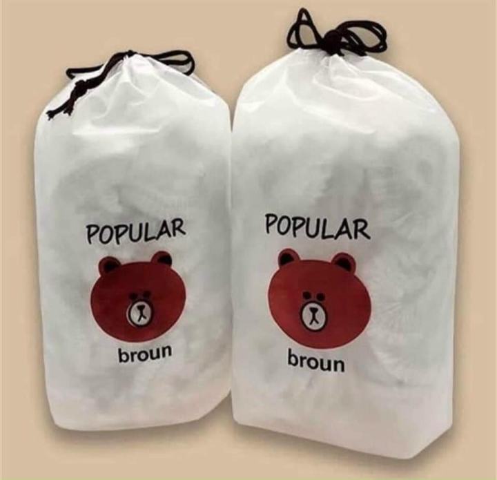 Sét 90-100 Chiếc Màng Bọc Thực Phẩm Bo Chun Màng PE An Toàn Với Thực Phẩm Tặng Kèm Túi Đựng Hình GấuMàng bọc thực phẩm có chun co giãn thông minh tái sử dụng